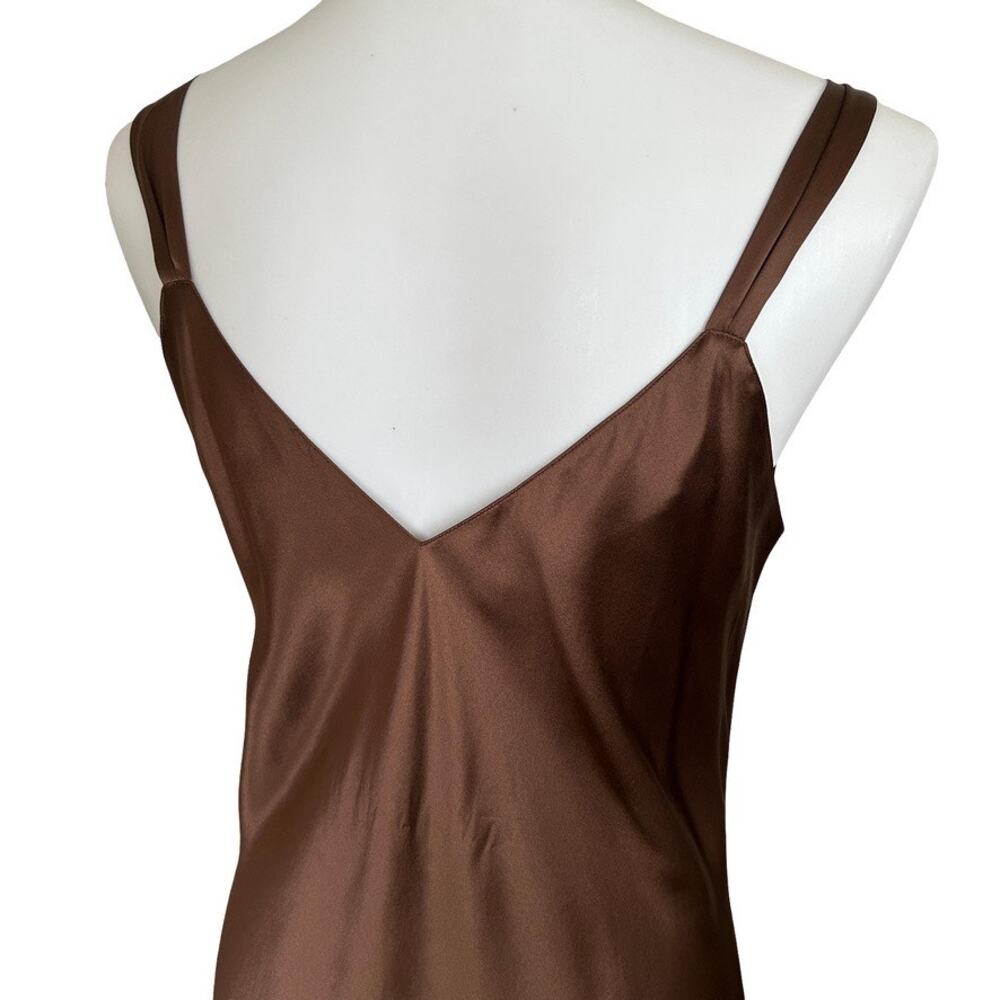 Vintage Chocolate Brown Silk Slip Dress - Picture 4 of 10